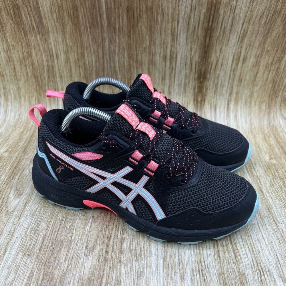 ASICS Gel-Venture 8 Women's Size 5.5 Black Pink Trail Shoes Sneakers 1012A708